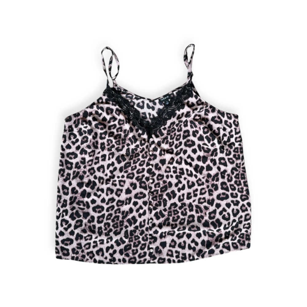 TORRID top cami lace black animal pattern Sz 1 XL sleeveless - Picture 6 of 9